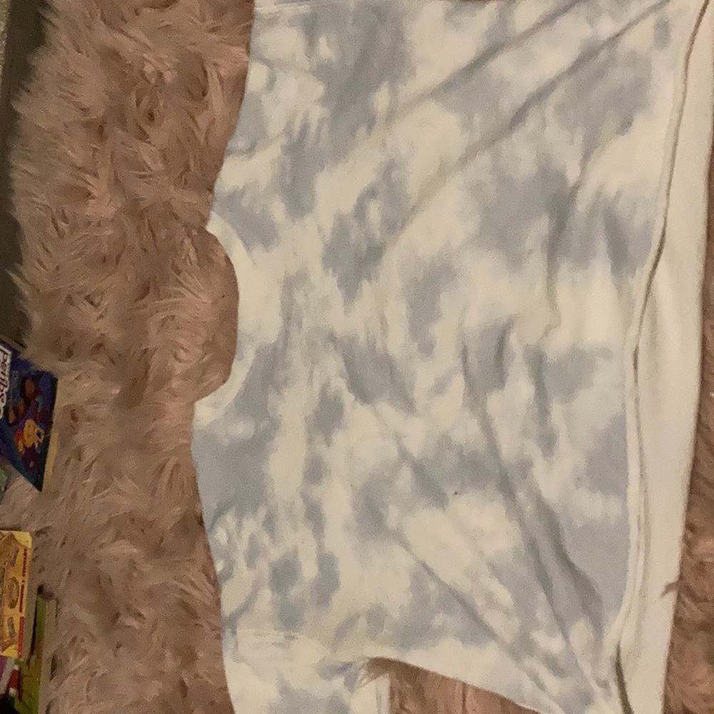 Baby blue tie dye cropped crew neck